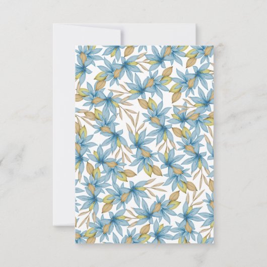 Eenvoudige waterverf bruin blauw bloemen RSVP Kaart (Achterkant)
