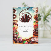 Eenvoudige Waterverf Chocolade Verjaardag Bedankkaart (Staand voorkant)