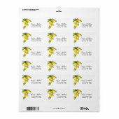 Eenvoudige Waterverf citroenen met fris groen Etiket (Full Sheet)