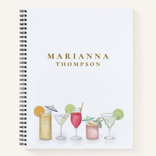 Eenvoudige Waterverf Cocktail Drinken Stijlvolle C Notitieboek (Voorkant)