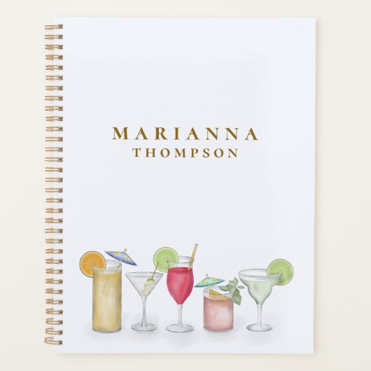 Eenvoudige Waterverf Cocktail Drinken Stijlvolle C Planner (Voorkant)