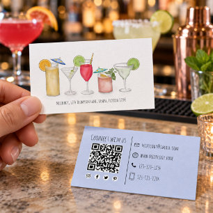 Eenvoudige Waterverf Cocktails Dranken Whimsical F Visitekaartje
