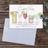 Eenvoudige Waterverf Cocktails Dranken Whimsical P Kaart