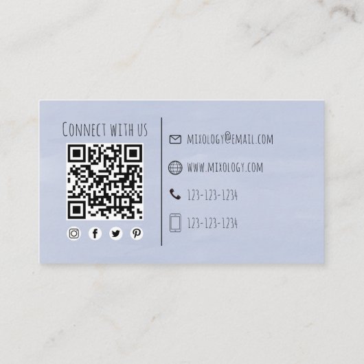 Eenvoudige Waterverf Cocktails Drink Whimsical Fun Visitekaartje (Achterkant)