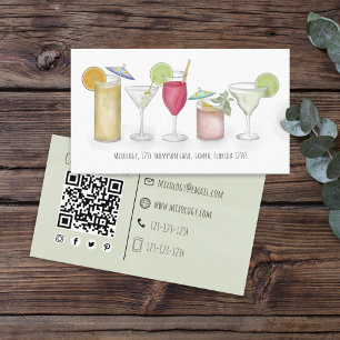 Eenvoudige Waterverf Cocktails Drink Whimsical Fun Visitekaartje