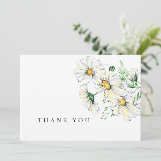 Eenvoudige Waterverf Daisies begrafenis Dank u Bedankkaart (Staand voorkant)