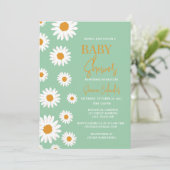 Eenvoudige Waterverf Daisy Baby shower Invitation Kaart (Staand voorkant)