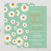 Eenvoudige Waterverf Daisy Baby shower Invitation Kaart (Voorkant / Achterkant)