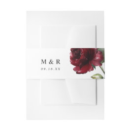 Eenvoudige Waterverf Deep Red Flower Monogram Uitnodigingen Wikkel