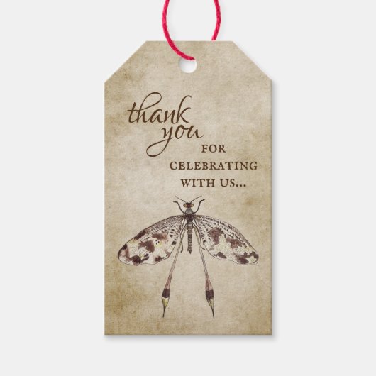 Eenvoudige Waterverf Dragonfly bruiloft Cadeaulabel (Voorkant)