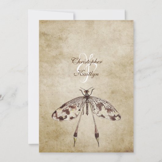 Eenvoudige Waterverf Dragonfly bruiloft Kaart (Achterkant)