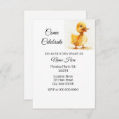 Eenvoudige Waterverf eendje Baby shower Kaart (Voorkant / Achterkant)