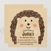 Eenvoudige waterverf Egel Birthday Party Kaart (Voorkant / Achterkant)