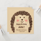 Eenvoudige waterverf Egel Happy Birthday Kaart (Voorkant / Achterkant in situ)