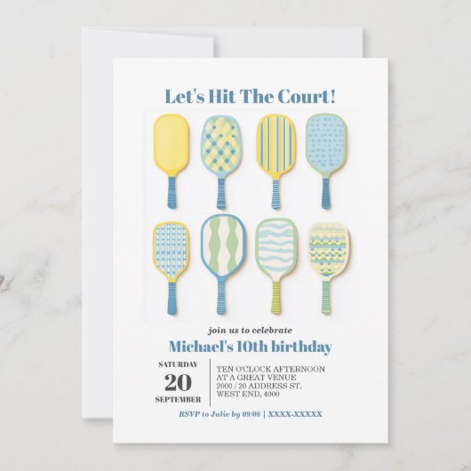 Eenvoudige Waterverf Elegant Pickleball Verjaardag Kaart (Voorkant)