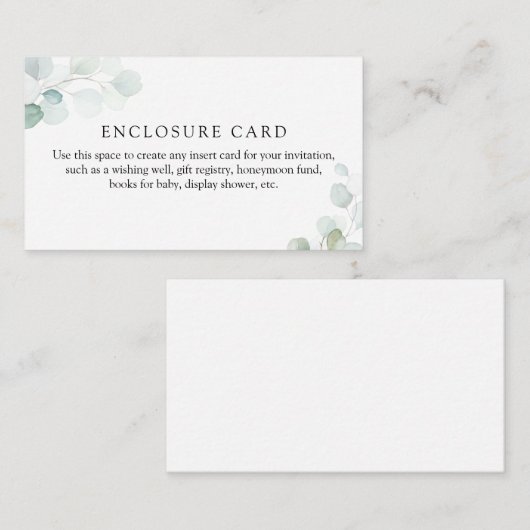 Eenvoudige waterverf Eucalyptus bijgevoegde kaart (Voorkant / Achterkant)