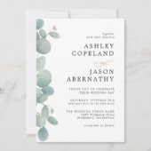 Eenvoudige Waterverf Eucalyptus Border Bruiloft Kaart (Voorkant)