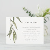 Eenvoudige Waterverf eucalyptus botanische bruilof Bedankkaart (Staand voorkant)