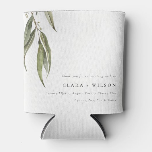 Eenvoudige Waterverf eucalyptus botanische bruilof Blikjeskoeler (Voorkant)