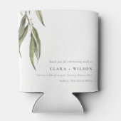 Eenvoudige Waterverf eucalyptus botanische bruilof Blikjeskoeler (Achterkant)