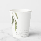 Eenvoudige Waterverf eucalyptus botanische bruilof Papieren Bekers (Achterkant)