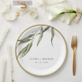 Eenvoudige Waterverf eucalyptus botanische bruilof Papieren Bordje