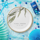 Eenvoudige Waterverf eucalyptus botanische bruilof Papieren Bordje (Feest)