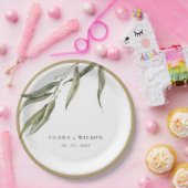 Eenvoudige Waterverf eucalyptus botanische bruilof Papieren Bordje (Feest)