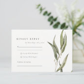 Eenvoudige Waterverf eucalyptus botanische bruilof RSVP Kaartje (Staand voorkant)