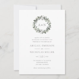 Eenvoudige Waterverf Eucalyptus Bruiloft Kaart