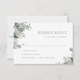 Eenvoudige Waterverf Eucalyptus Bruiloft RSVP Kaartje