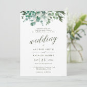 Eenvoudige Waterverf Eucalyptus Greenery Wedding Kaart (Staand voorkant)