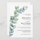 Eenvoudige Waterverf Eucalyptus Greenery Wedding Kaart (Voorkant / Achterkant)