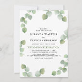 Eenvoudige Waterverf Eucalyptus Greenery Wedding Kaart (Voorkant)