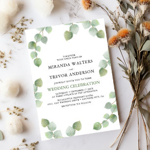 Eenvoudige Waterverf Eucalyptus Greenery Wedding Kaart