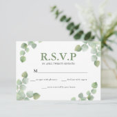 Eenvoudige Waterverf Eucalyptus Greenery Wedding RSVP Kaartje (Staand voorkant)