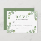 Eenvoudige Waterverf Eucalyptus Greenery Wedding RSVP Kaartje (Voorkant / Achterkant)