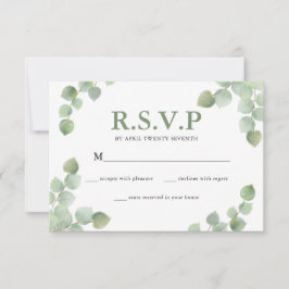 Eenvoudige Waterverf Eucalyptus Greenery Wedding RSVP Kaartje