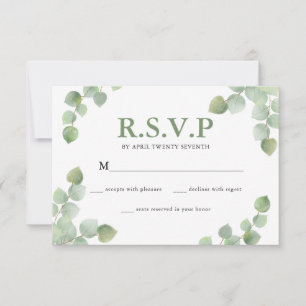 Eenvoudige Waterverf Eucalyptus Greenery Wedding RSVP Kaartje