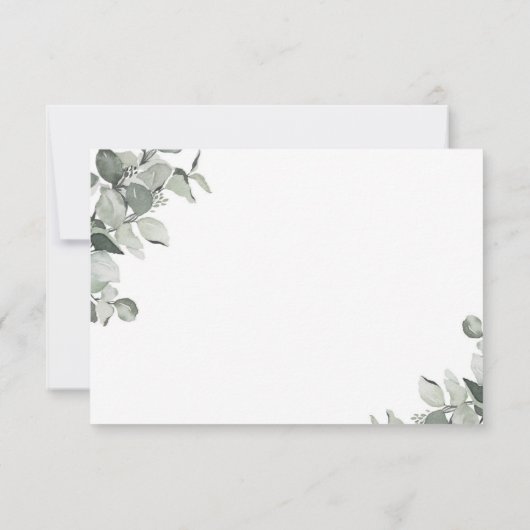Eenvoudige Waterverf Eucalyptus Weddenschap RSVP Kaartje (Achterkant)