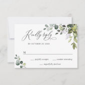 Eenvoudige Waterverf Eucalyptus Weddenschap RSVP Kaartje (Voorkant)