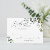 Eenvoudige Waterverf Eucalyptus Weddenschap RSVP Kaartje (Staand voorkant)