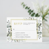 Eenvoudige Waterverf Eucalyptus Weddenschap RSVP Kaartje (Staand voorkant)