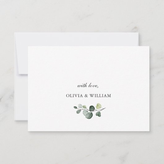 Eenvoudige Waterverf Eucalyptus Weddenschap RSVP Kaartje (Achterkant)