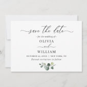 Eenvoudige Waterverf Eucalyptus Weddenschap Save The Date (Achterkant)