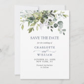 Eenvoudige Waterverf Eucalyptus Weddenschap Save The Date (Voorkant)