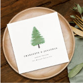 Eenvoudige Waterverf Fir Tree Woodland Wedding Servet