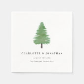 Eenvoudige Waterverf Fir Tree Woodland Wedding Servet (Voorkant)