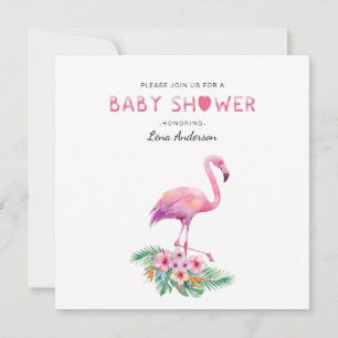 Eenvoudige Waterverf Flamingo Baby shower Uitnodig Kaart