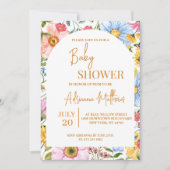 Eenvoudige Waterverf Floral Baby shower Invitation Kaart (Voorkant)
